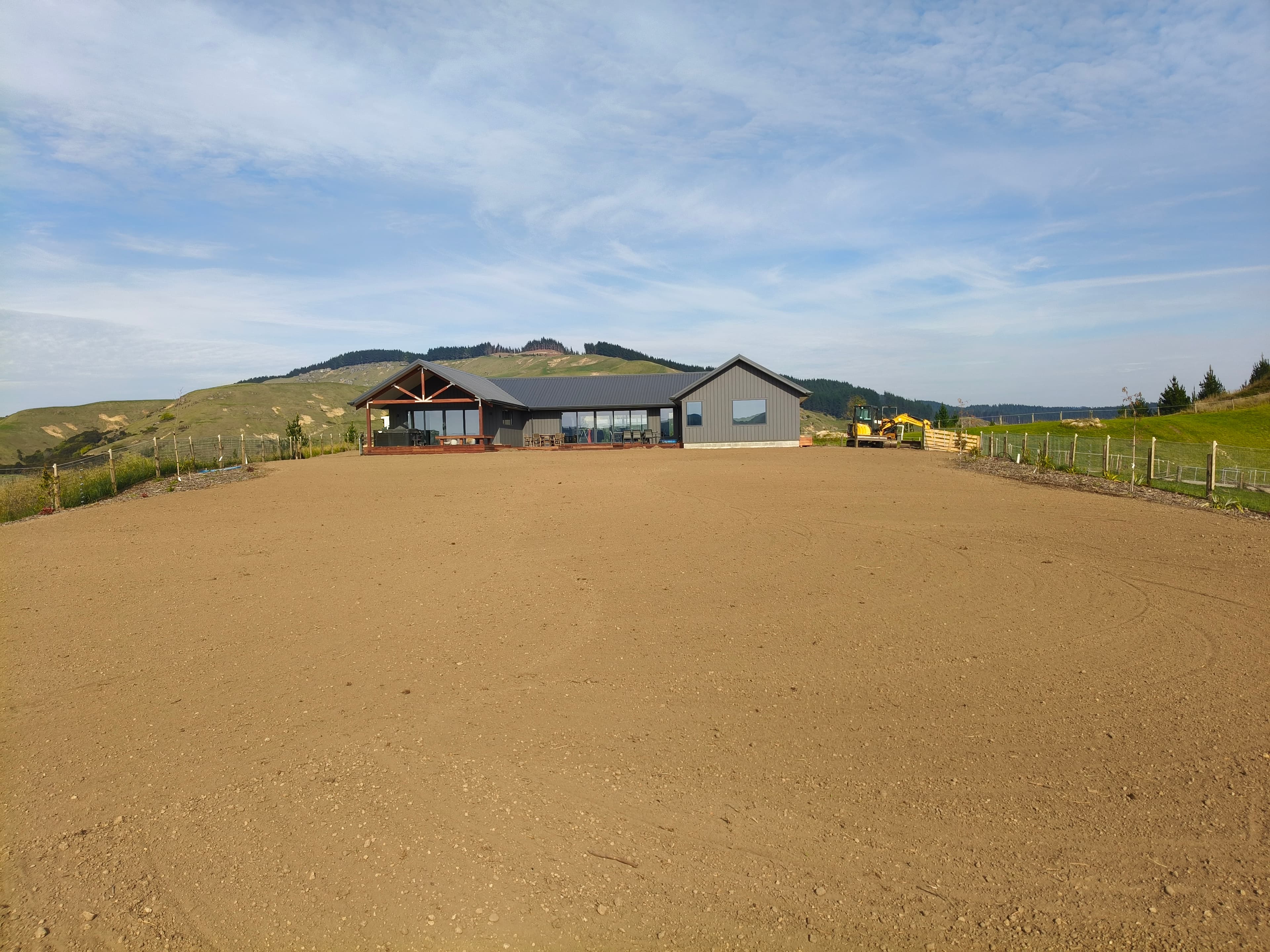 Completed site preparation and grading at rural property