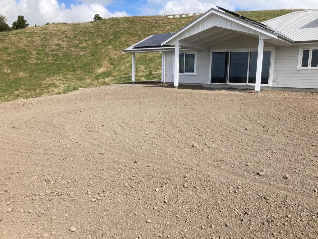 Graded site around a completed new residential build