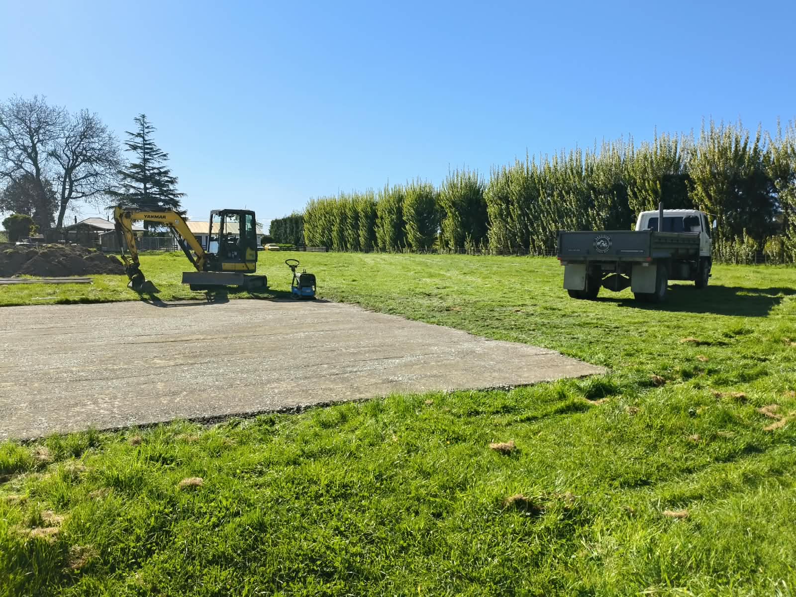 Foundation sub-base and aggregate spread across a freshly excavated site