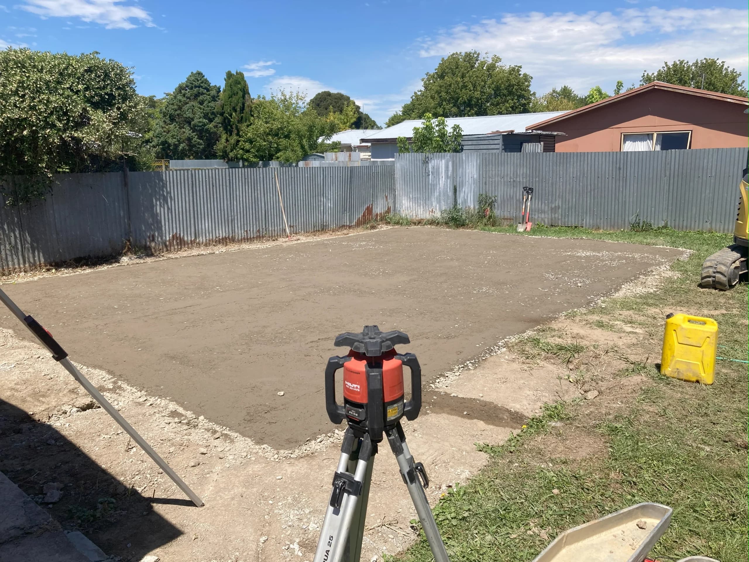 Laser level survey equipment for concrete slab preparation